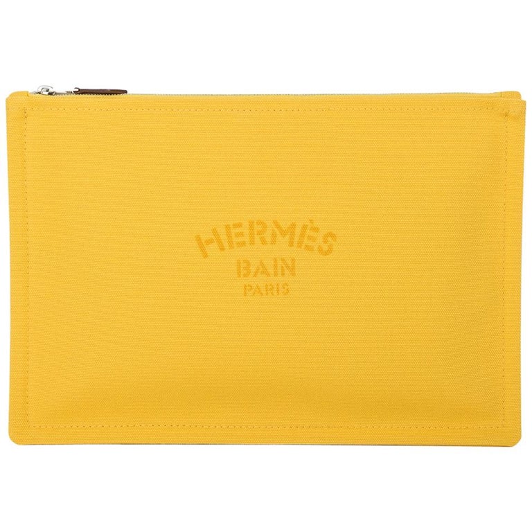 Hermes Bain Flat Yachting Pouch Case Electric Blue Cotton Large – Mightychic