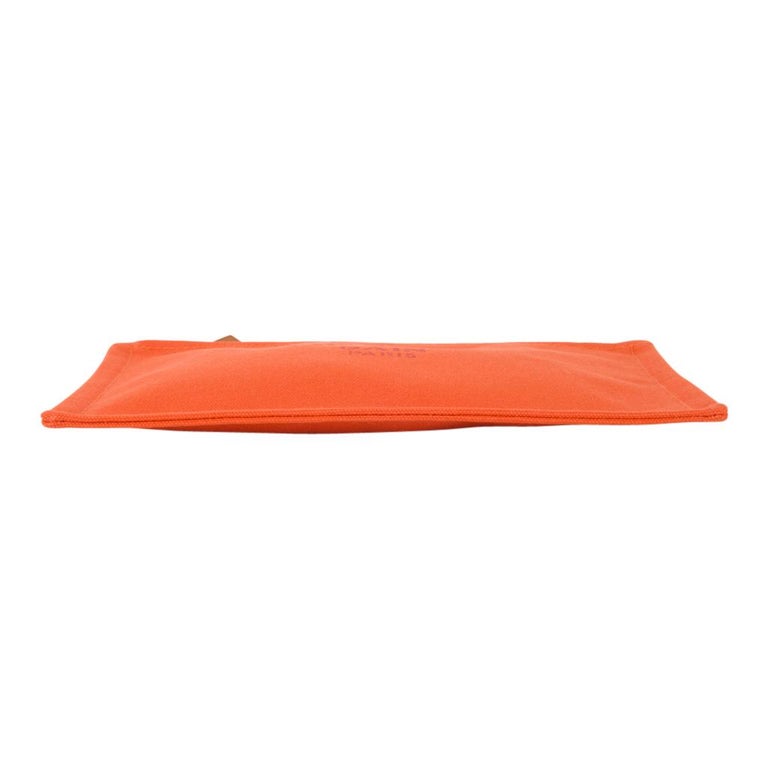 Hermes Bain Flat Yachting Pouch Case Orange Cotton Small at 1stDibs