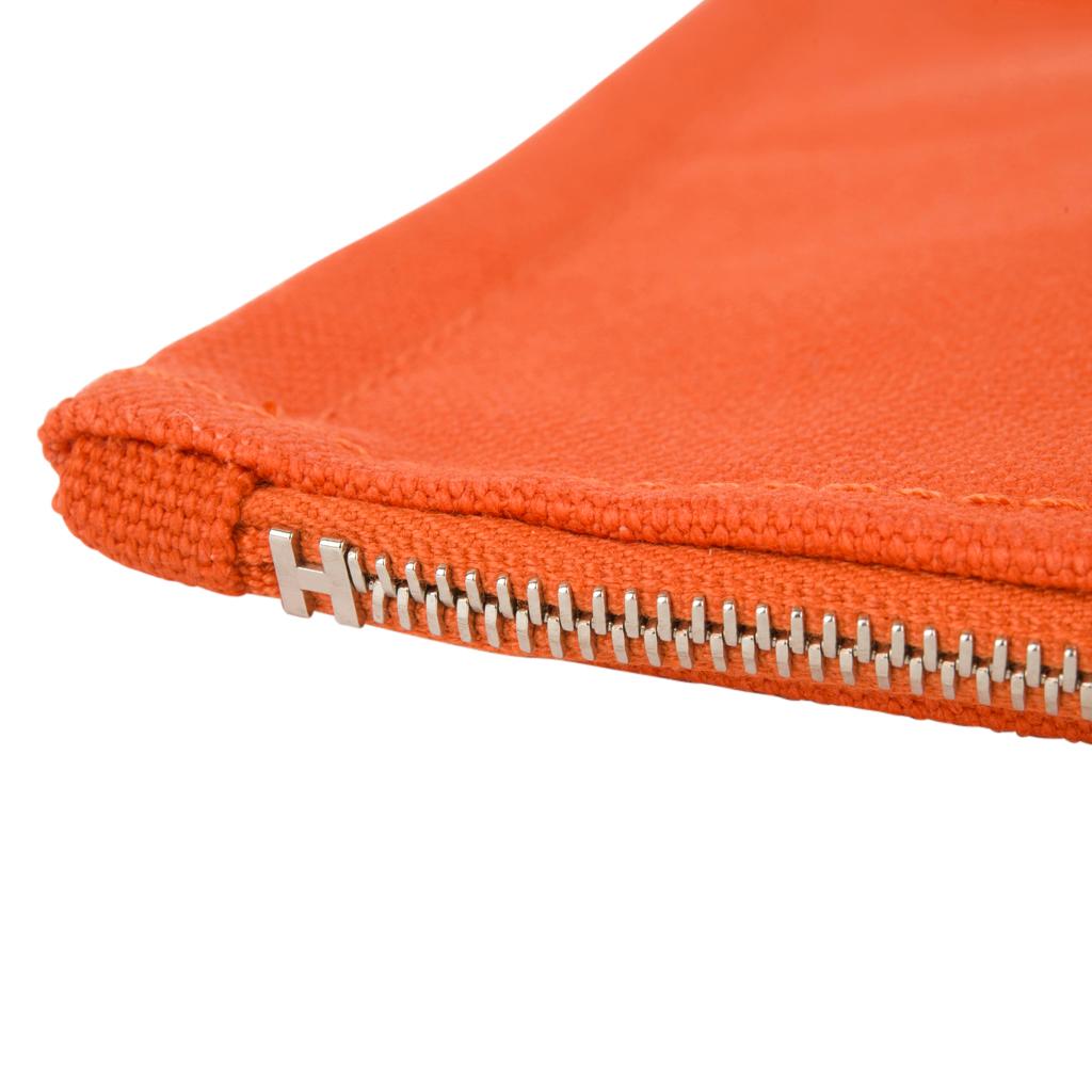 Hermes Bain Flat Yachting Pouch Case Orange Cotton Small In New Condition In Miami, FL