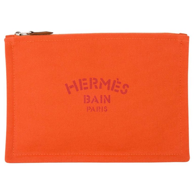 Hermes Bain Flat Yachting Pouch Case Orange Cotton Small at 1stDibs | hermes  bain pouch orange, hermes orange pouch, hermes bain pouch