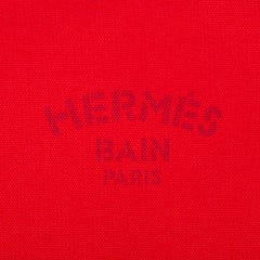 Hermes Bain Flat Yachting Pouch Case Red Cotton Large