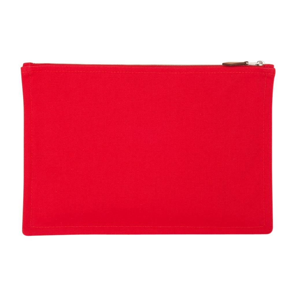 Women's or Men's Hermes Bain Flat Yachting Pouch Case Red Cotton Large