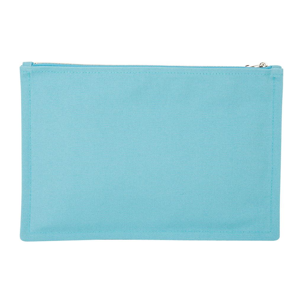 Hermes Bain Flat Yachting Pouch Case Turquoise Blue Cotton Large 4