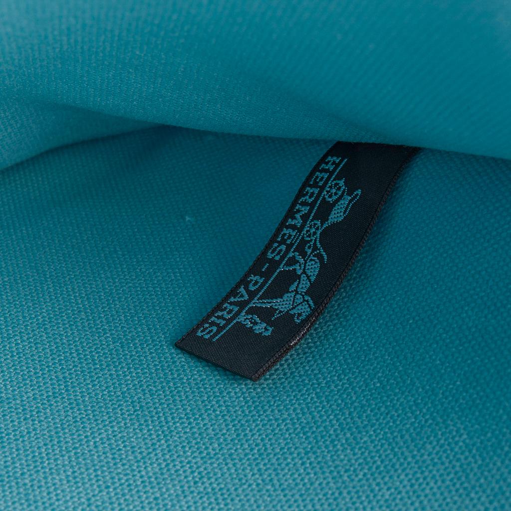 Hermes Bain Flat Yachting Pouch Case Turquoise Blue Cotton Large 5