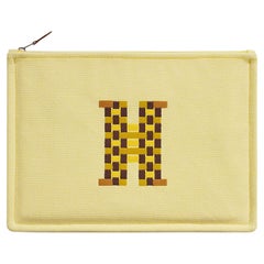 Hermes Bain H Tissage Canvas Case Citron Large Model