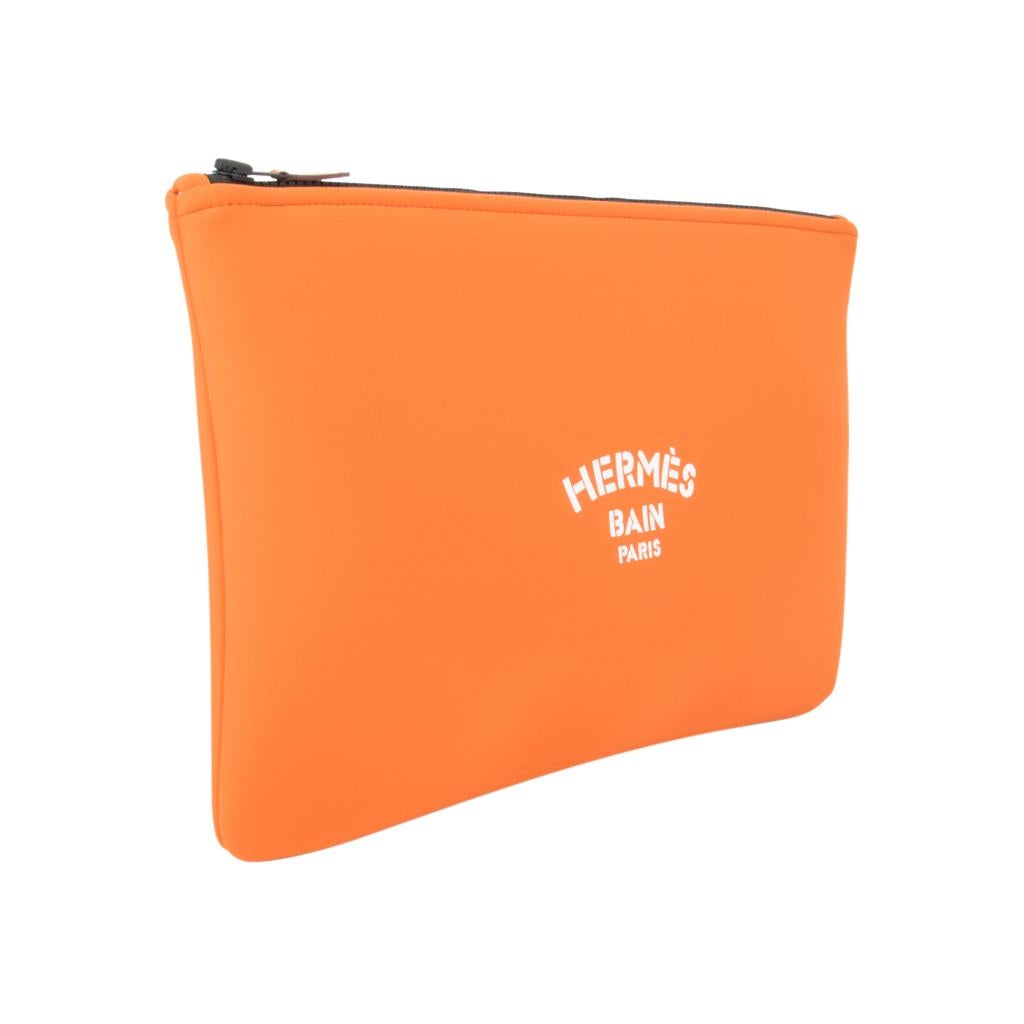 Women's or Men's Hermes Bain Neobain Case Orange Large Model New