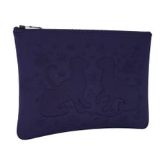 Hermes Bain Neobain Les Leopard Blue Marine Embossed Large Model