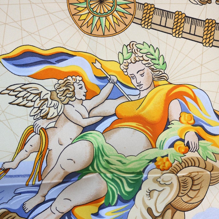 Hermès 'Balade Oceane' 90cm Silk Twill Scarf by Julie Abade