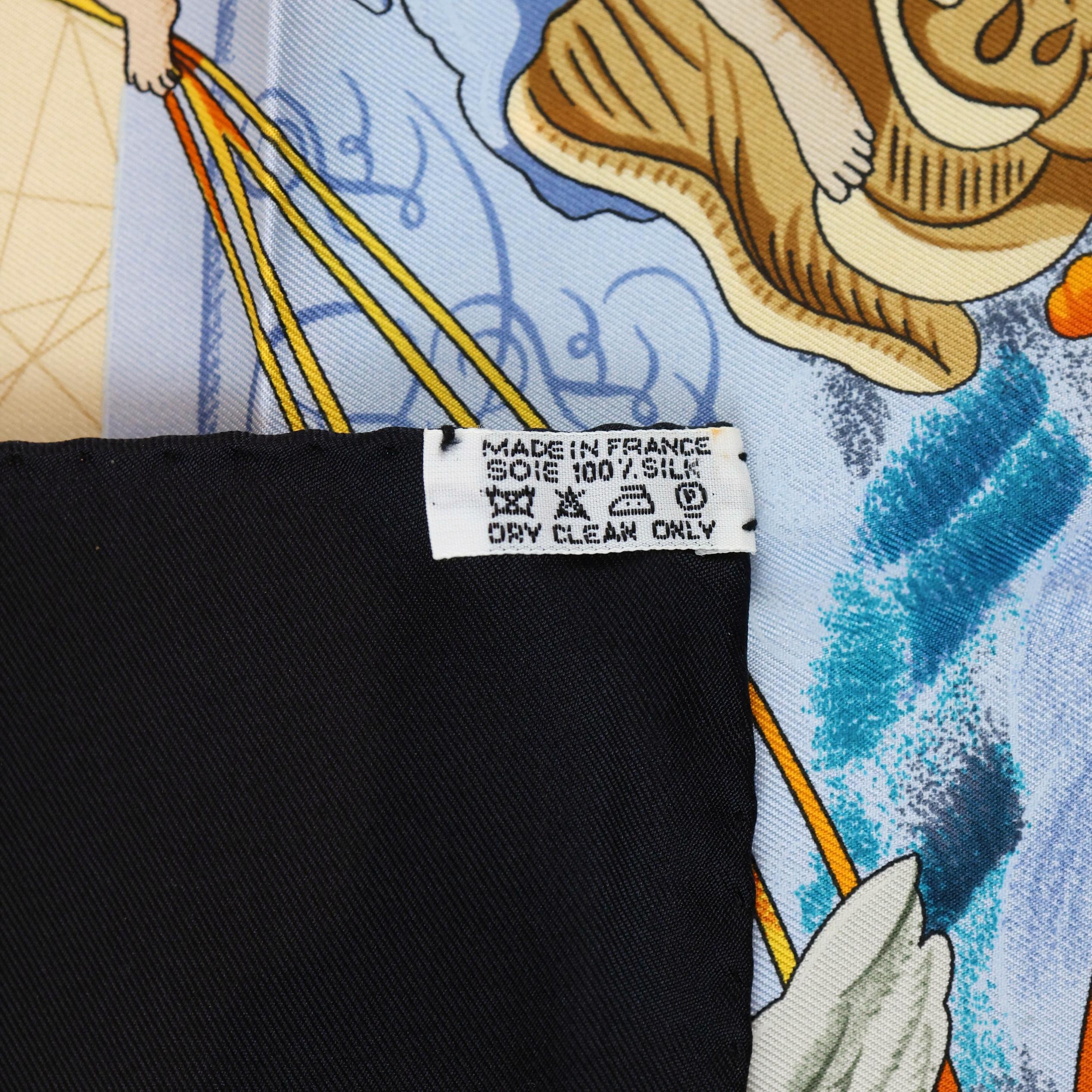Hermès 'Balade Oceane' 90cm Silk Twill Scarf by Julie Abade, 1999. For Sale 4