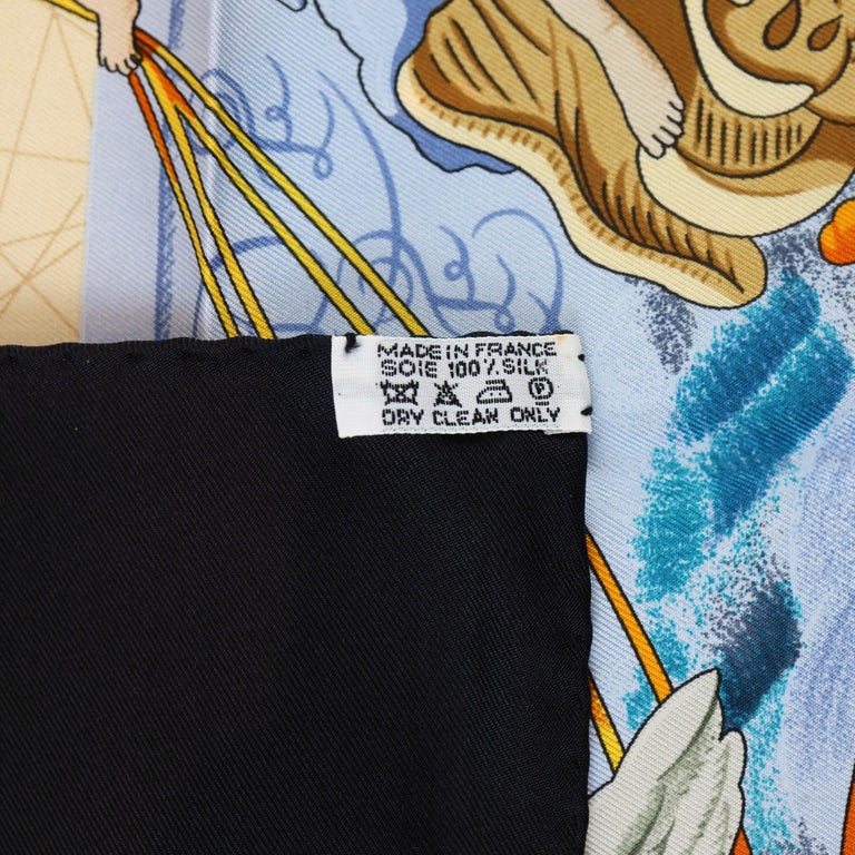 Hermès 'Balade Oceane' 90cm Silk Twill Scarf by Julie Abade, 1999