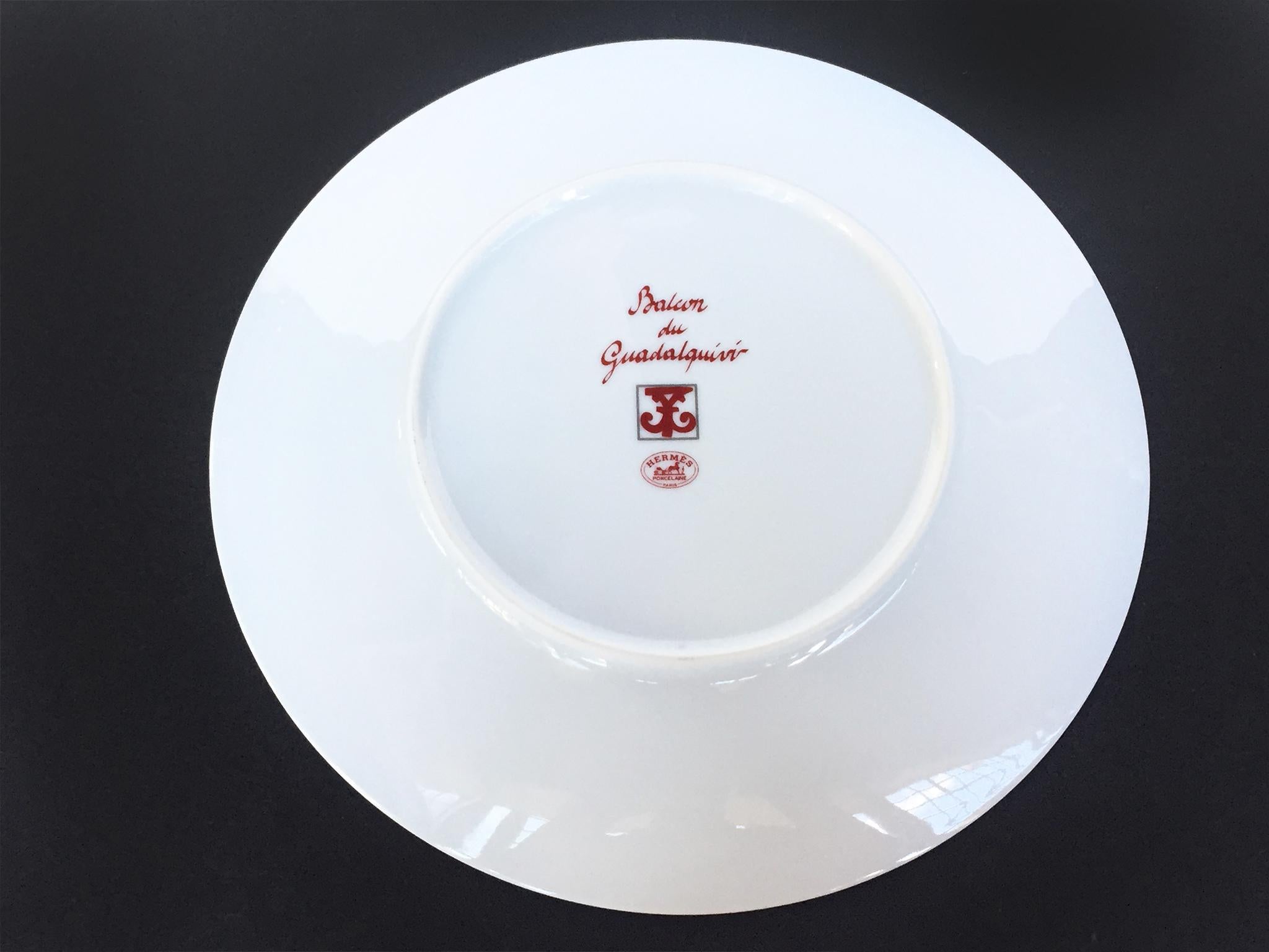 Hermès Balcon Du Guadalquivir Porcelain China for 8, a Set of 24 Plates 7