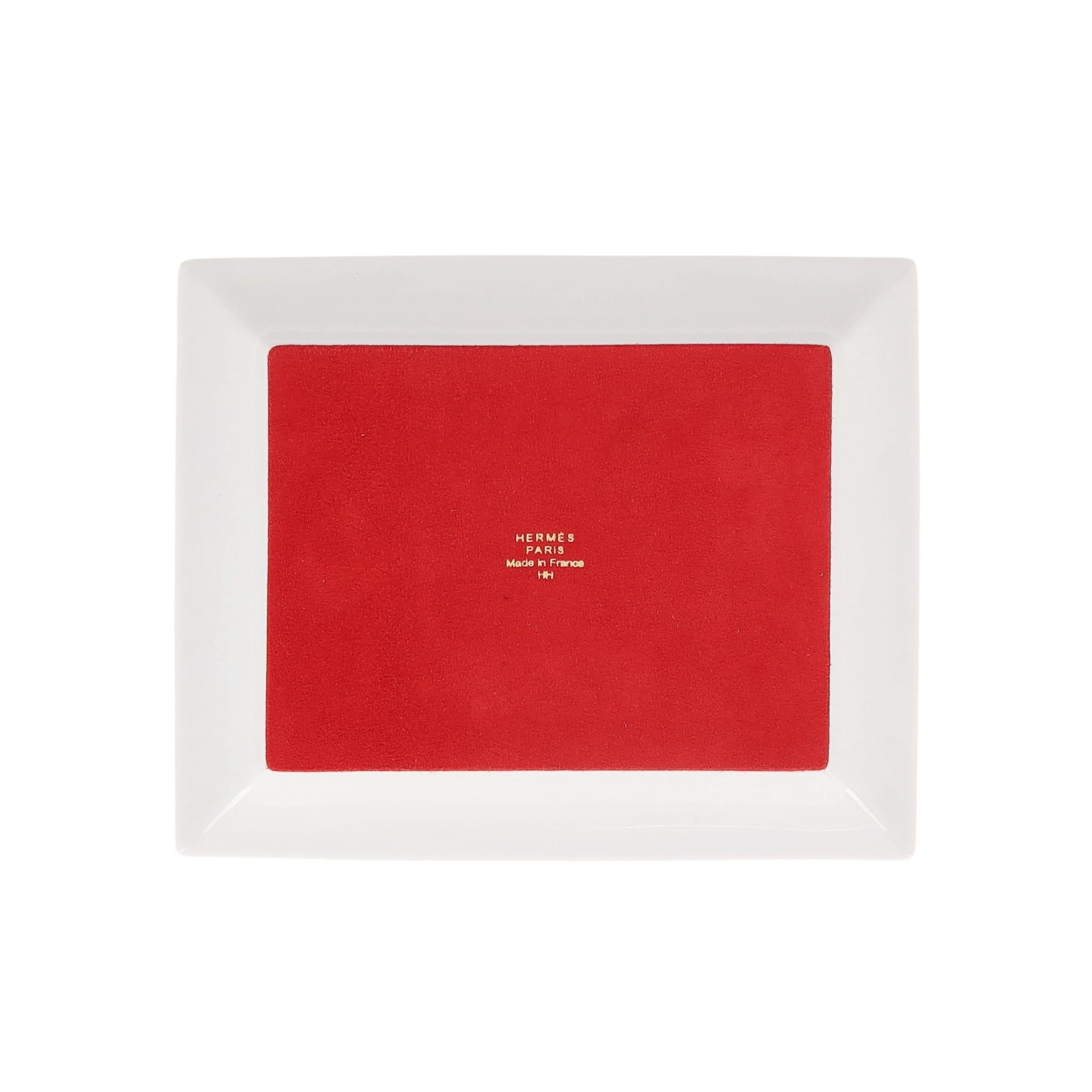 Hermes Balcon du Guadalquivir Tablett aus Porzellan und Ziegenhaut (Beige) im Angebot