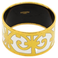 Hermès "Balcons du Guadalquivir Cloisonne" Extra Wide Enamel Gold Bracelet, PM.