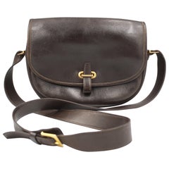 Vintage Hermes « Balle de Golf » handbag in dark brown leather.
