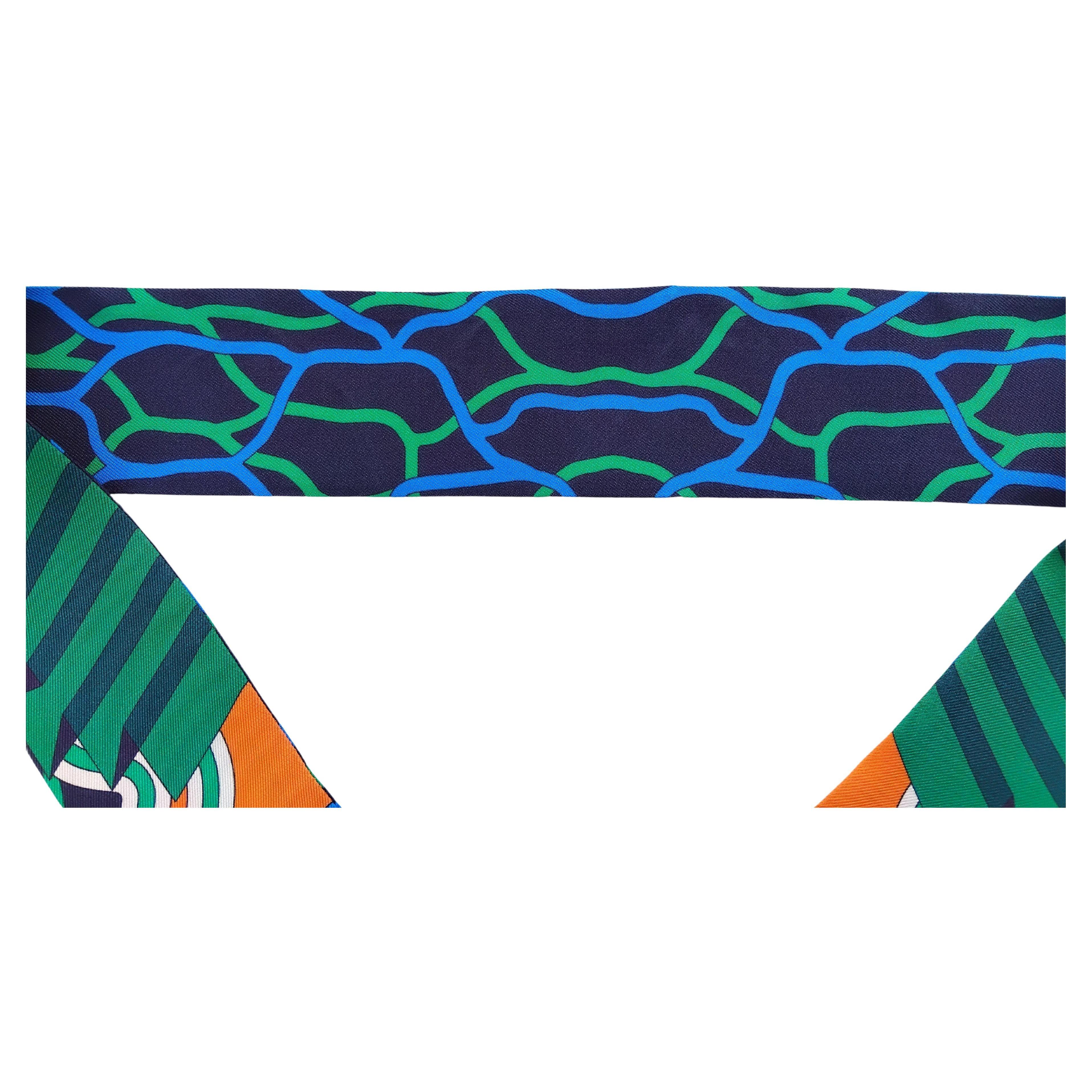 Hermès Ballet Aquatique Twilly Silk Scarf Pierre Marie Pool Summer For Sale 6