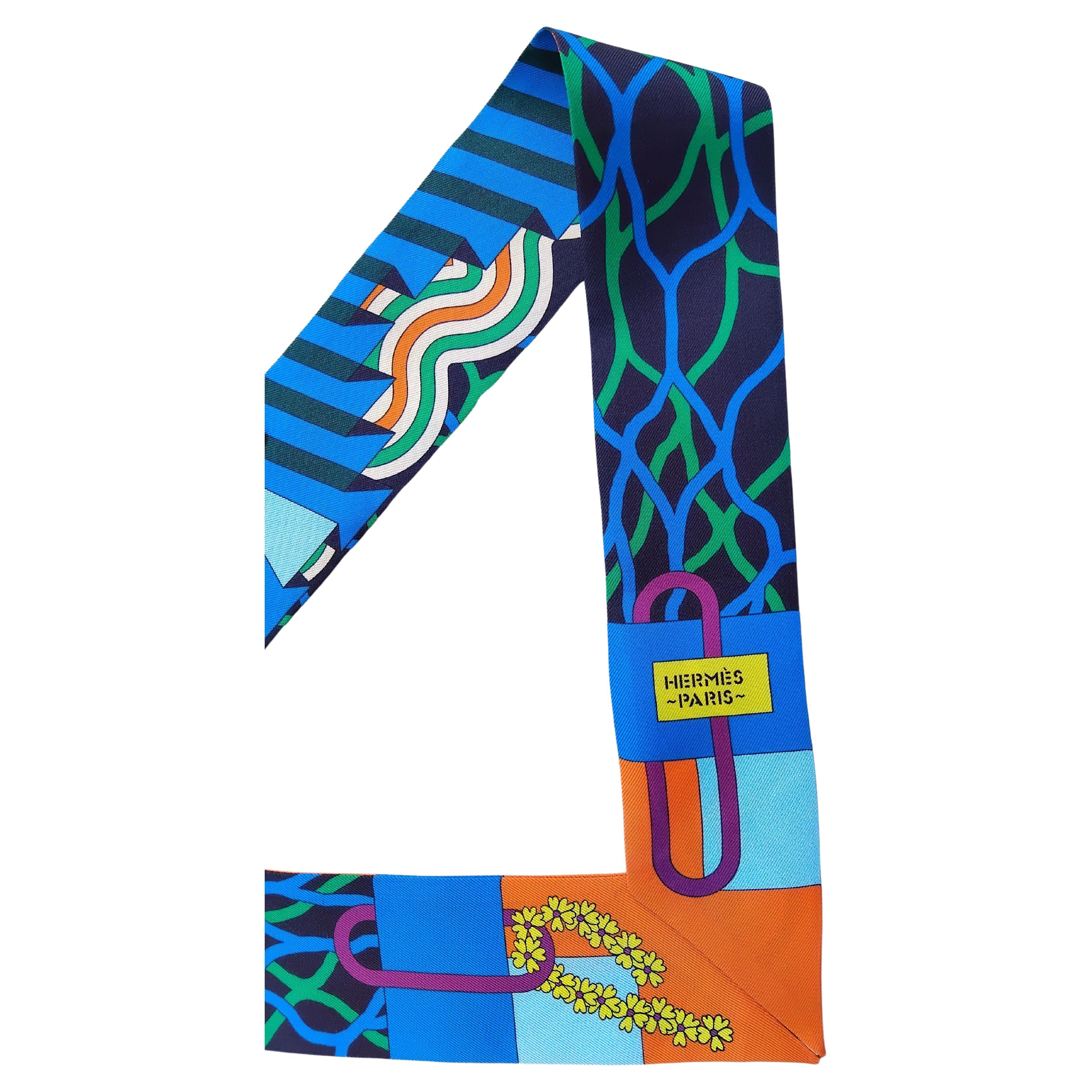 Hermès Ballet Aquatique Twilly Silk Scarf Pierre Marie Pool Summer For Sale 1