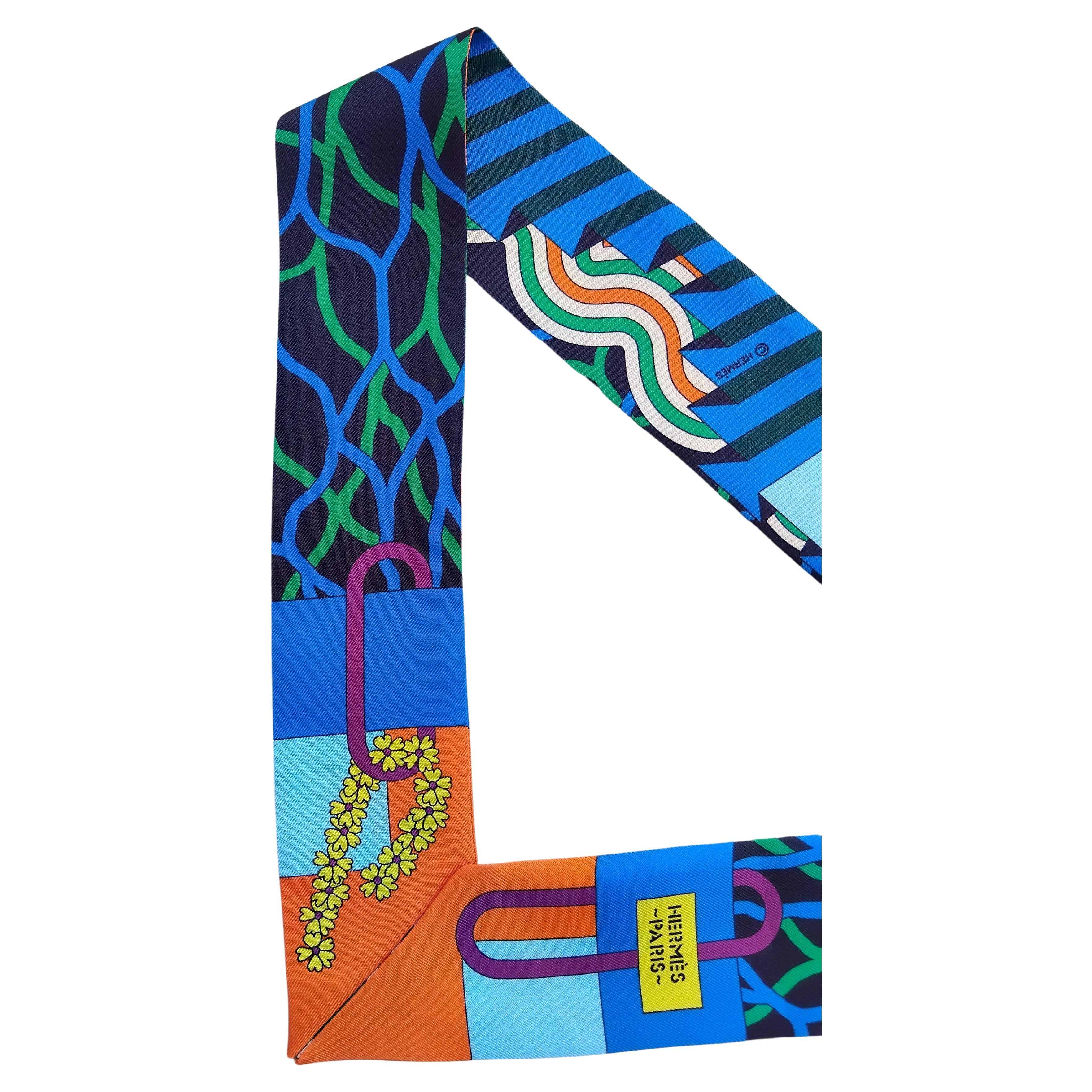 Hermès Ballet Aquatique Twilly Silk Scarf Pierre Marie Pool Summer For Sale 2