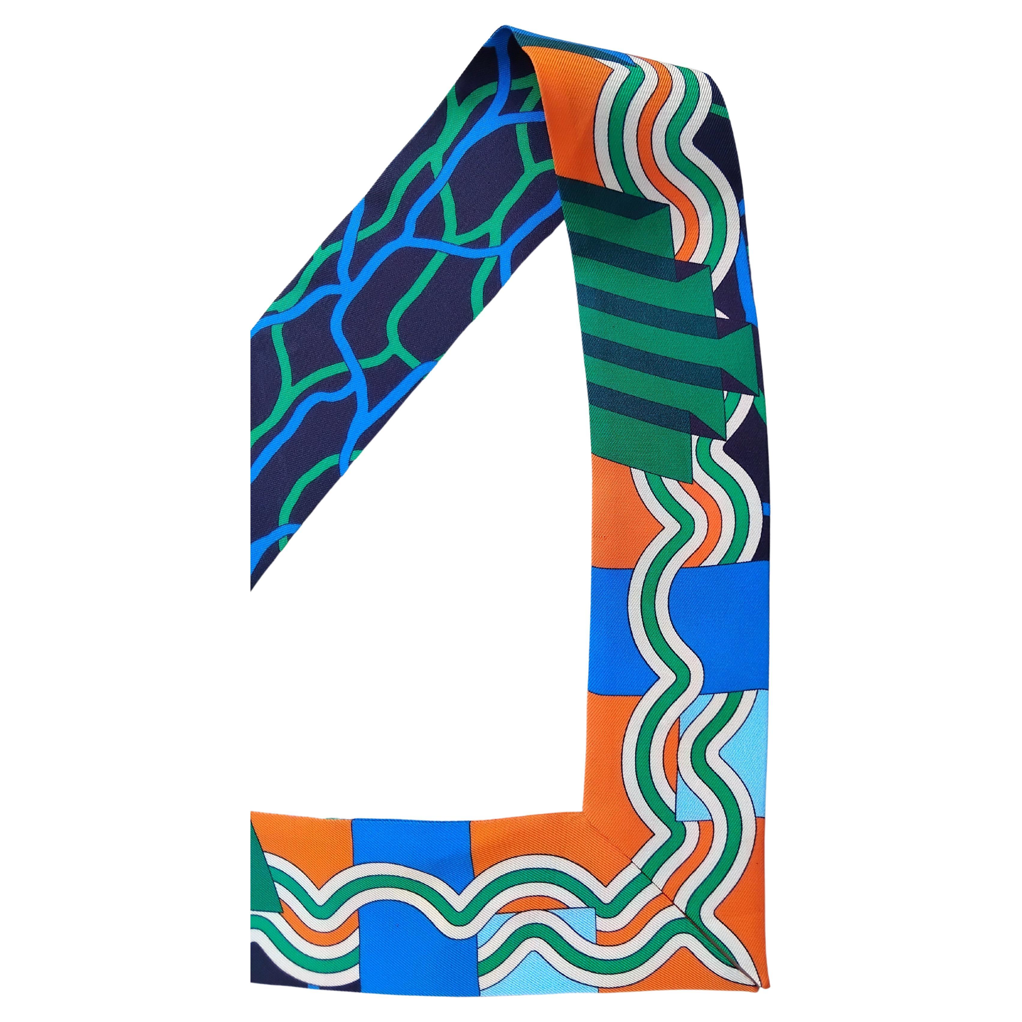 Hermès Ballet Aquatique Twilly Silk Scarf Pierre Marie Pool Summer For Sale 3