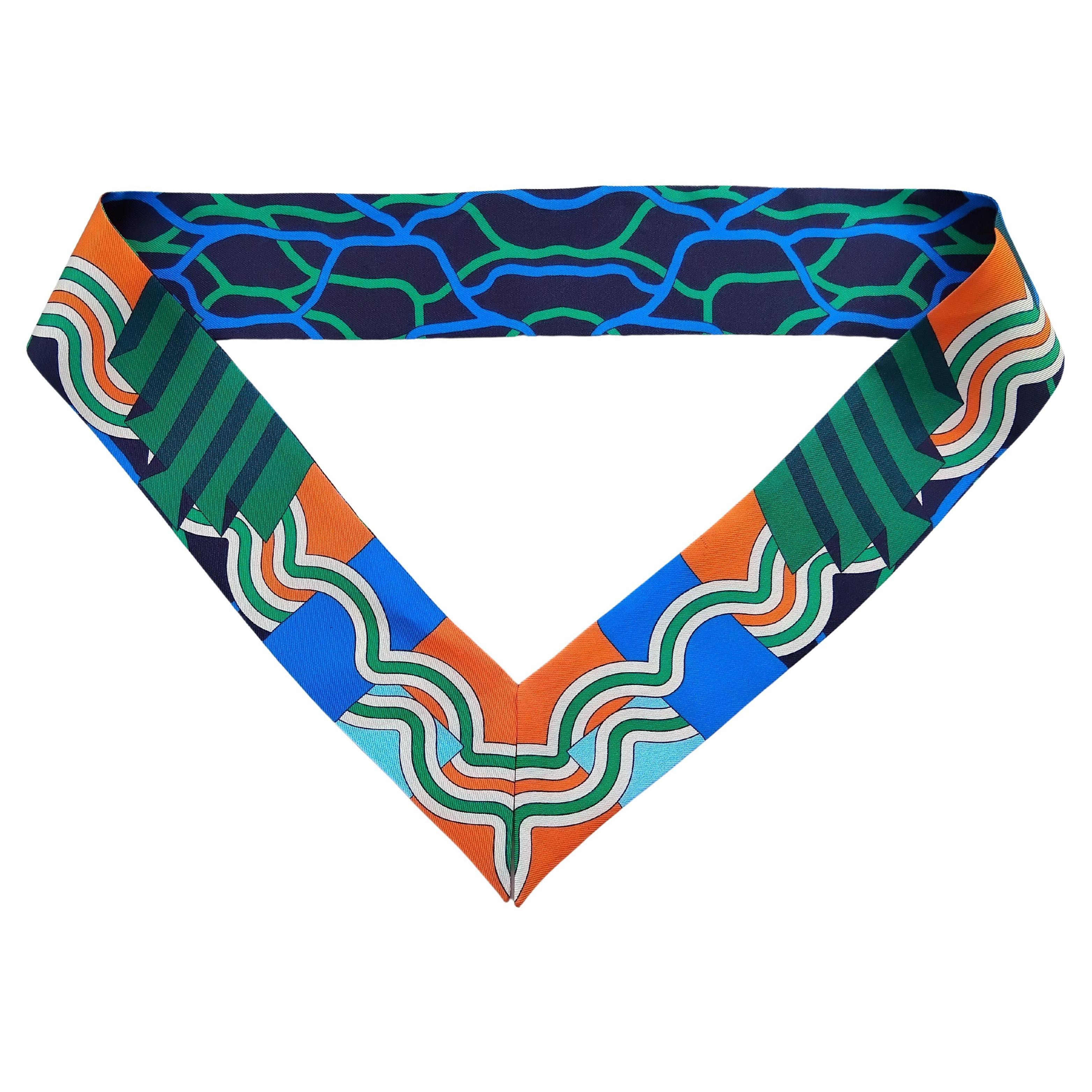 Hermès Ballet Aquatique Twilly Silk Scarf Pierre Marie Pool Summer For Sale 5