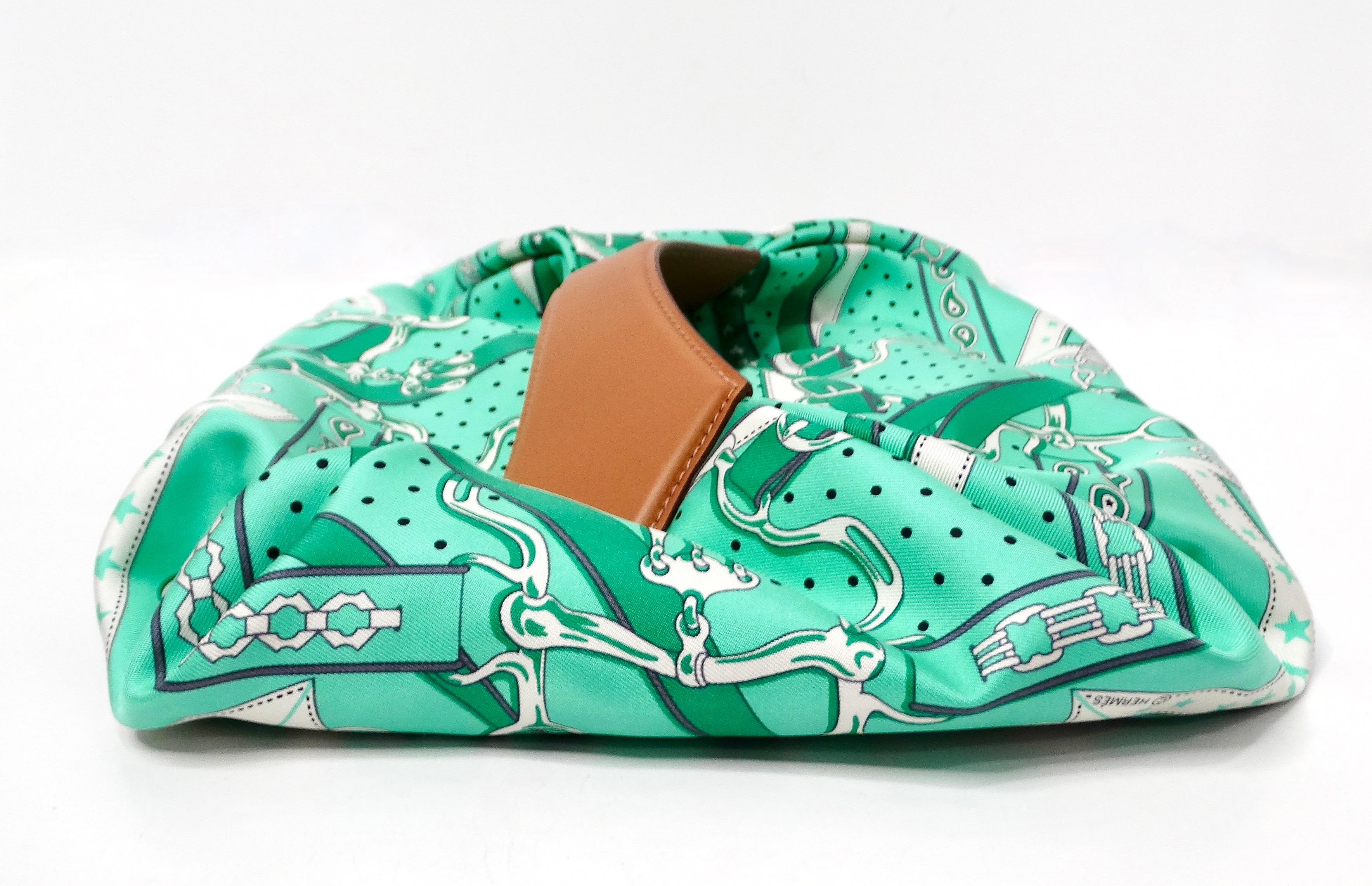 Hermes Balusoie Green Print Silk Scarf & Leather Handbag circa 2023 For Sale 3