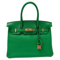 Hermes Bamboo 30 Birkin Bag with gold hardware and Togo leather