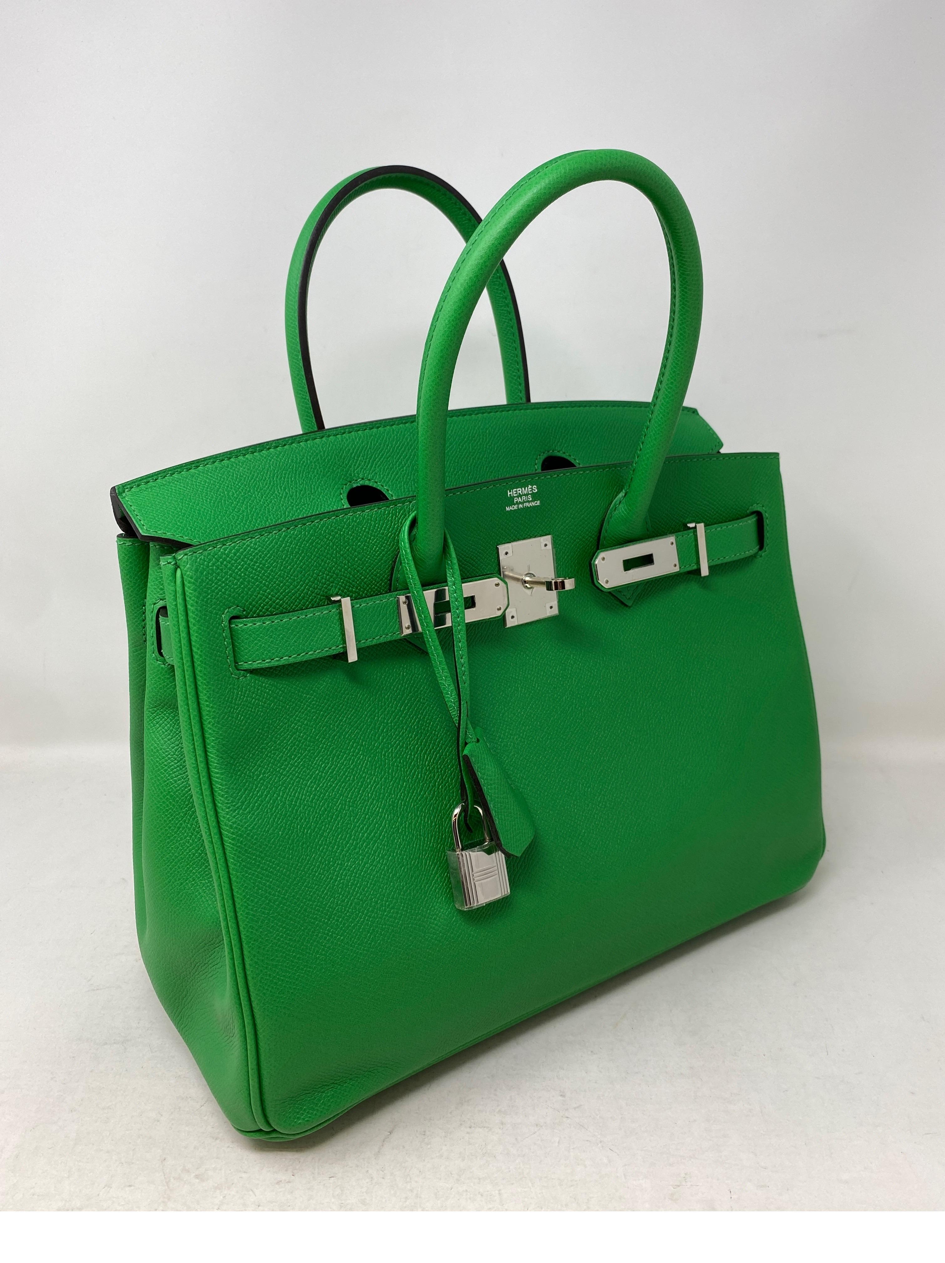Green Hermes Bamboo Birkin 30 Bag 