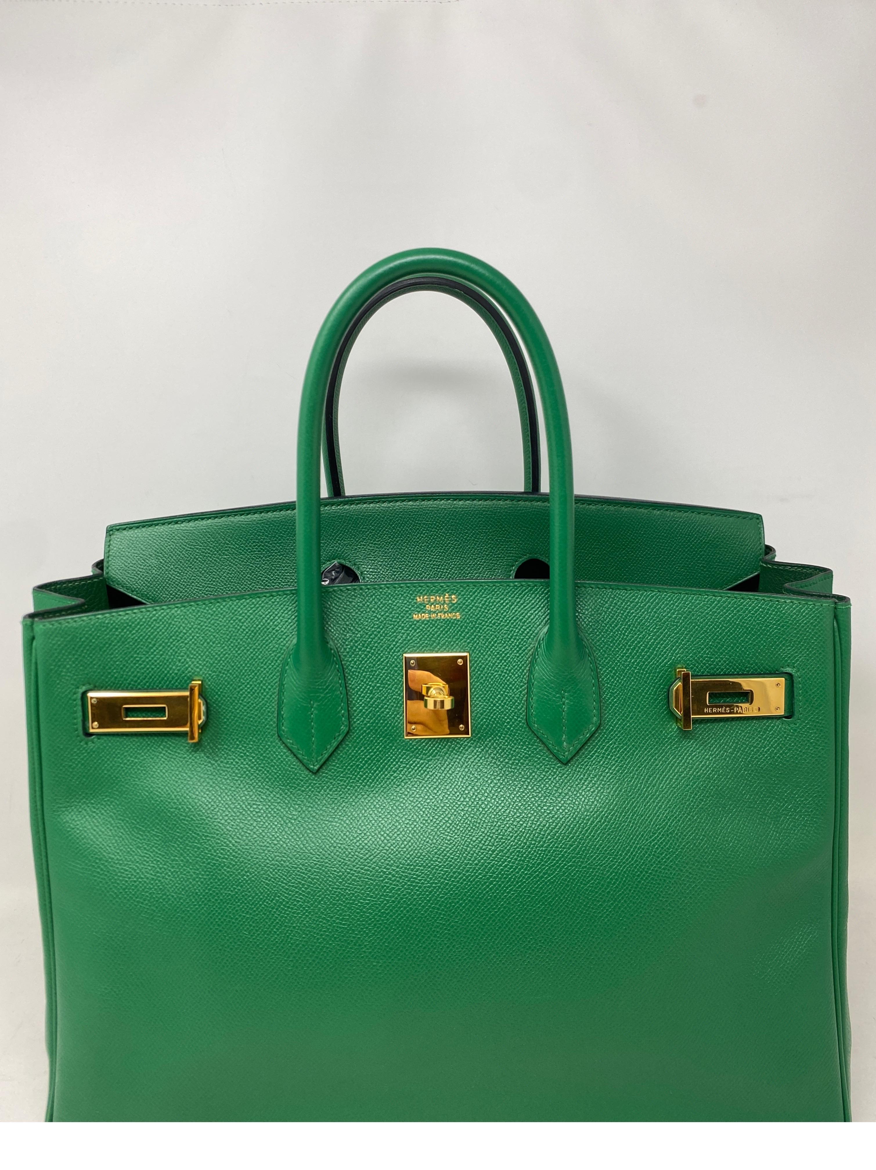 Blue Hermes Vert Green Birkin 35 Bag