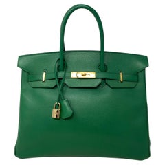 Hermes Vert Green Birkin 35 Bag 