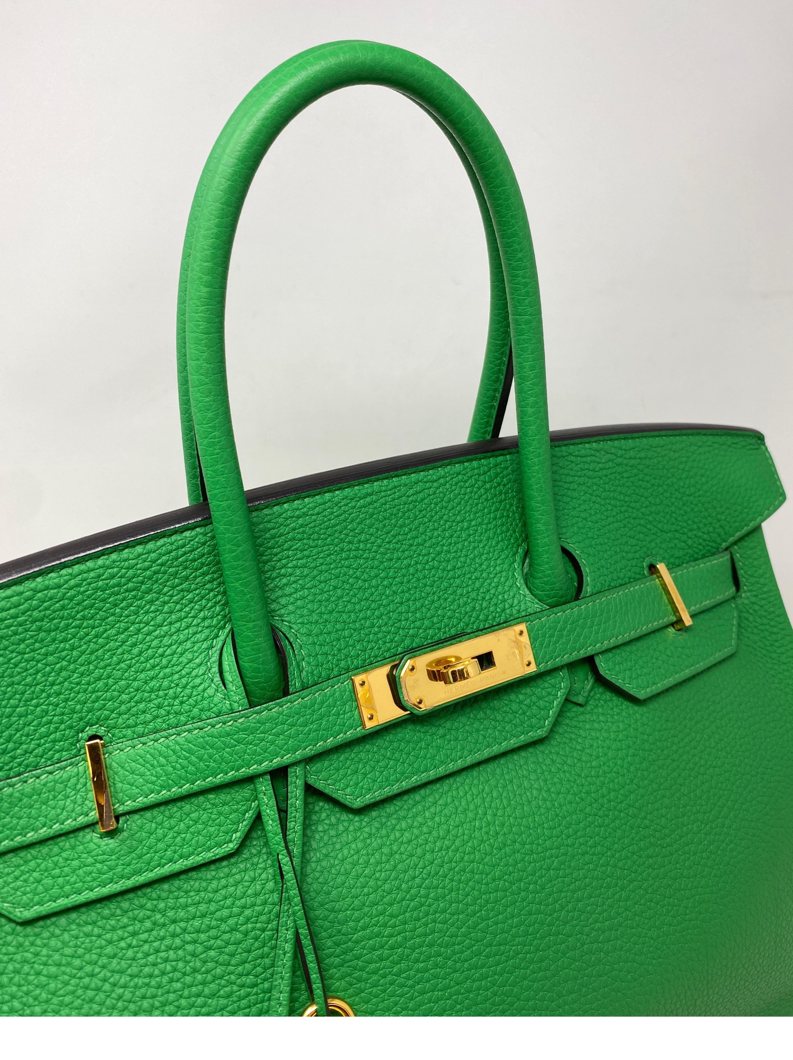 Green Hermes Bamboo Birkin 35 Bag