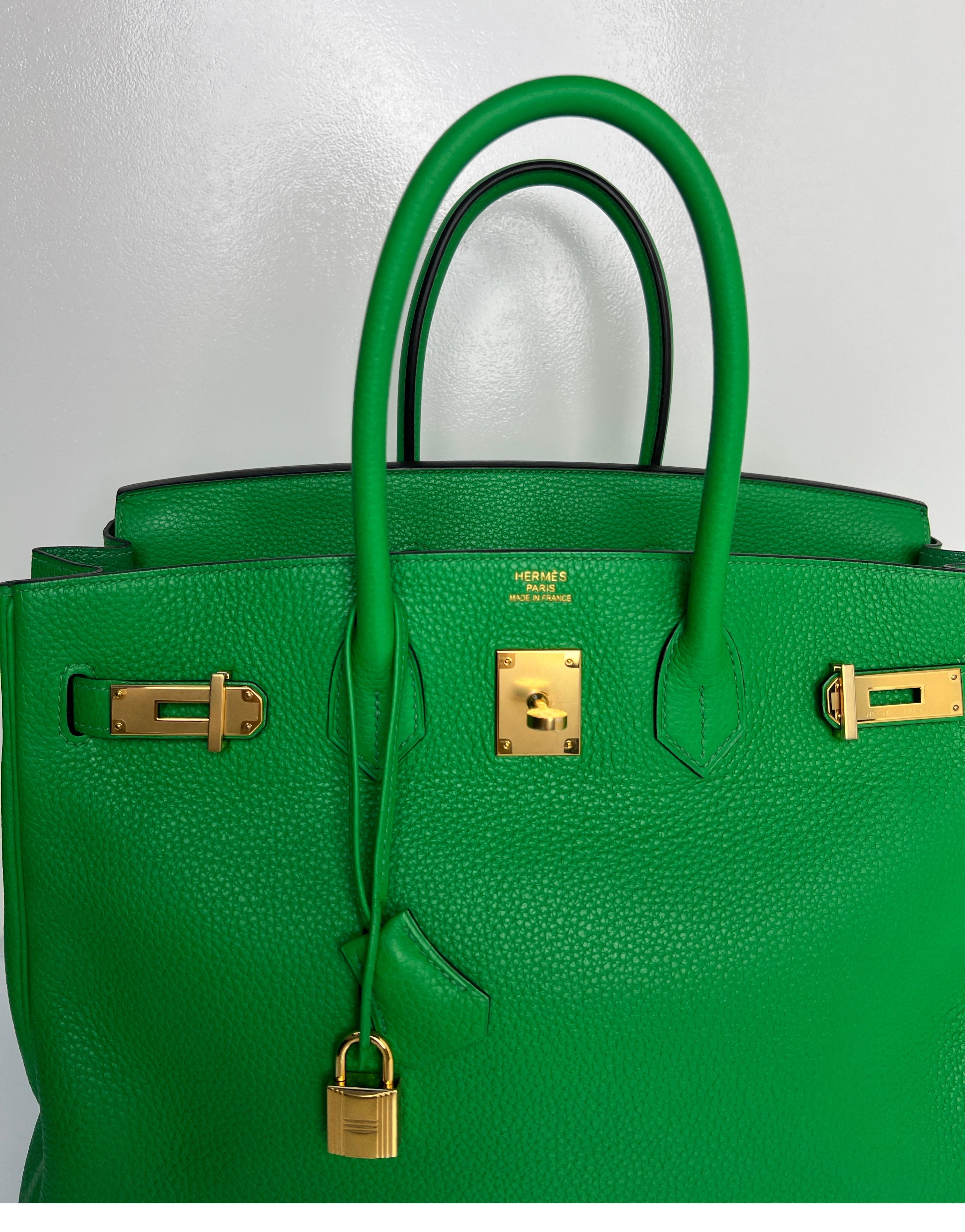 Green Hermes Bamboo Birkin 35 Bag