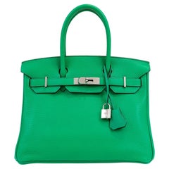Birkin Hermès Togo Verde Bambú 30 cm con Paladio