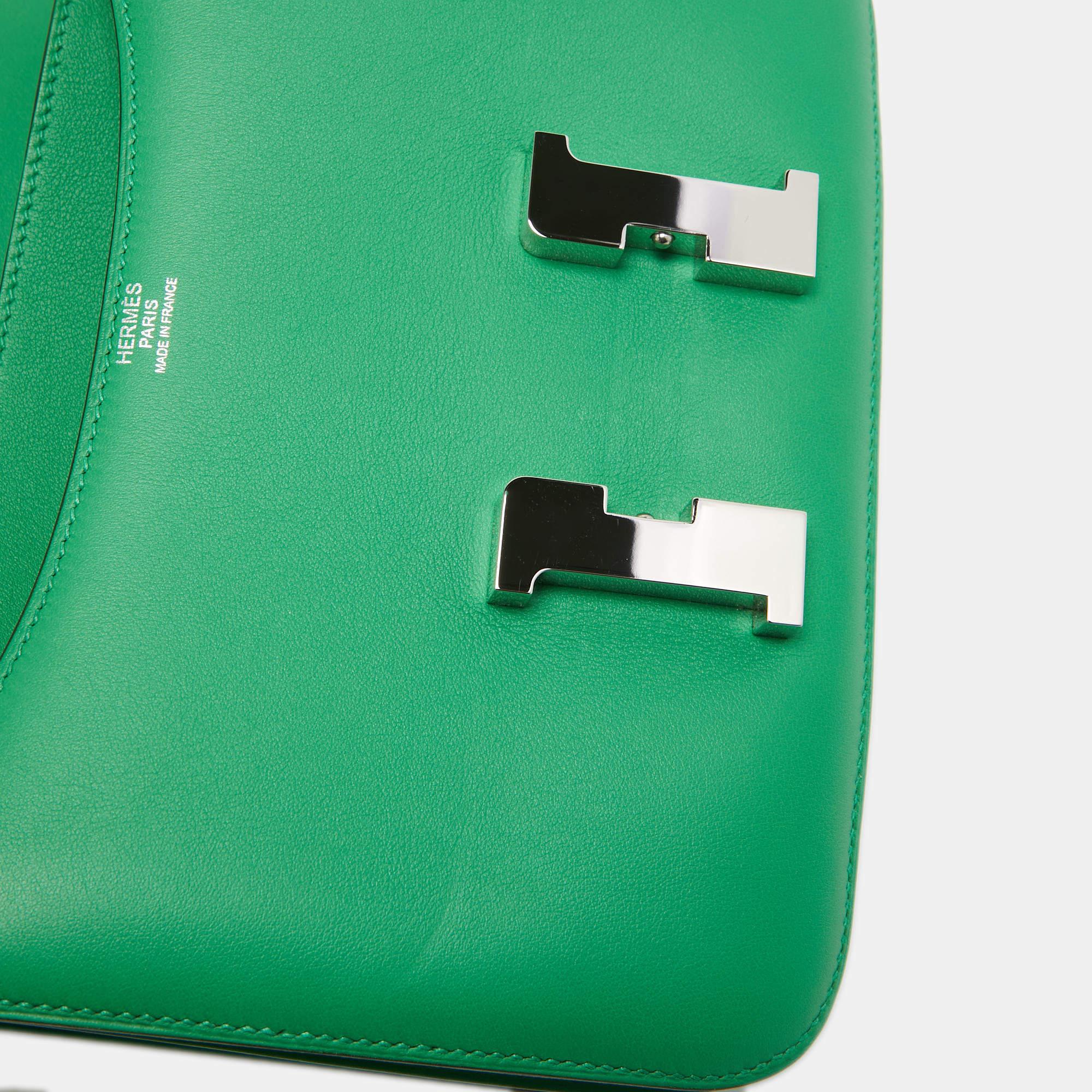 Hermès Bamboo Swift Leather Palladium Finished Constance 23 Bag 12