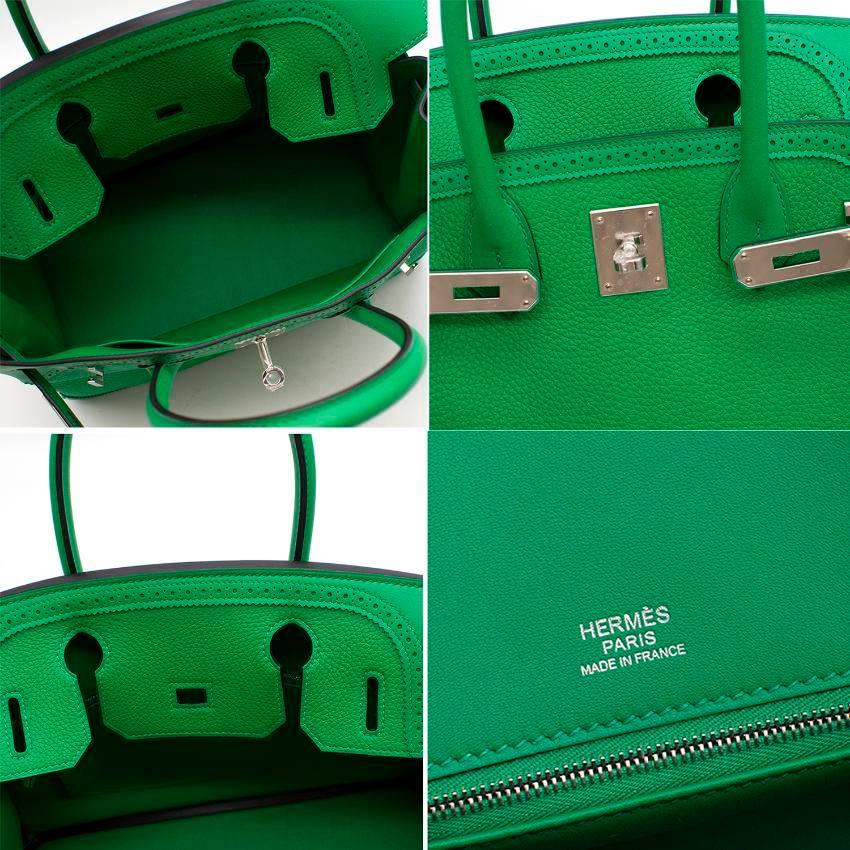 Green Hermes Bamboo Togo 30CM Ghillies Birkin Bag with Palladium hardware 2017