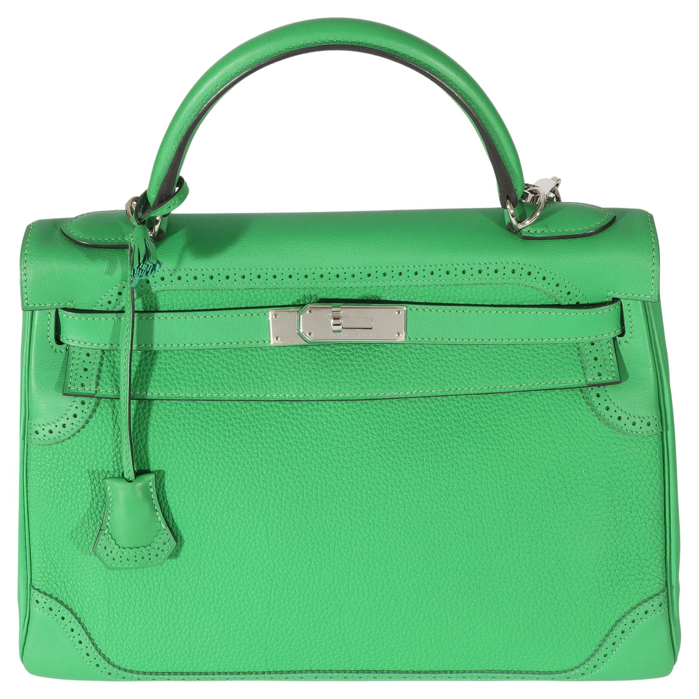 Hermes Bamboo Togo Ghillies Kelly 32 PHW For Sale