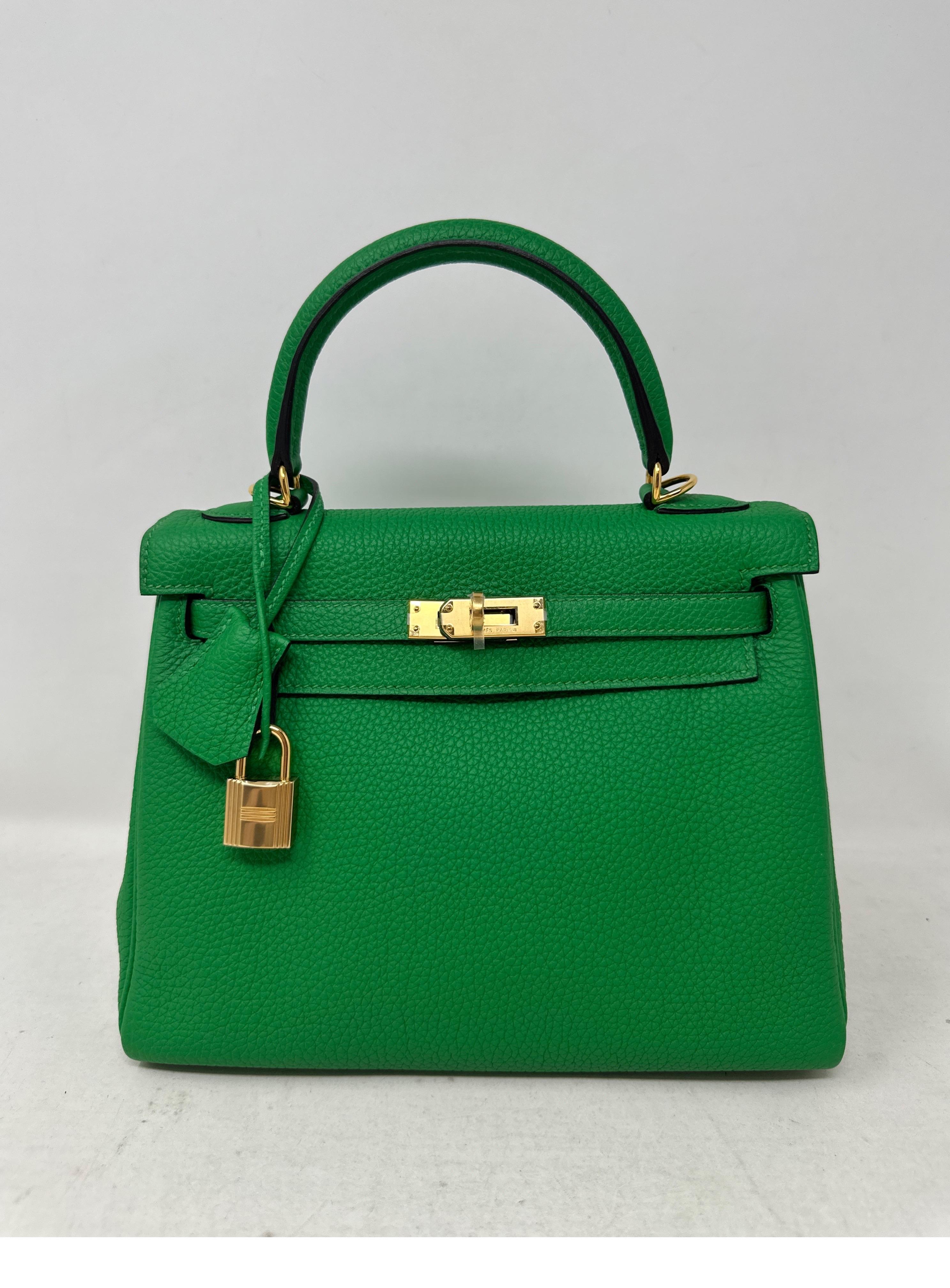 Hermes Bamboo Kelly 25 Bag. Togo leather. Excellent like new condition. Gold hardware. Rare size and color. Includes clochette, lock, keys, and dust bag. Guaranteed authentic. 