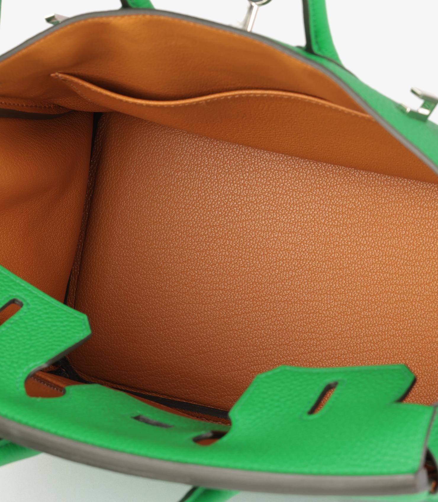 Hermès Bambou & Caramel Togo Leather Verso Birkin 25cm Retourne en vente 4