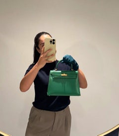 Hermès Kelly 25 cm in pelle Mysore Bambou Chevre, modello Sellier