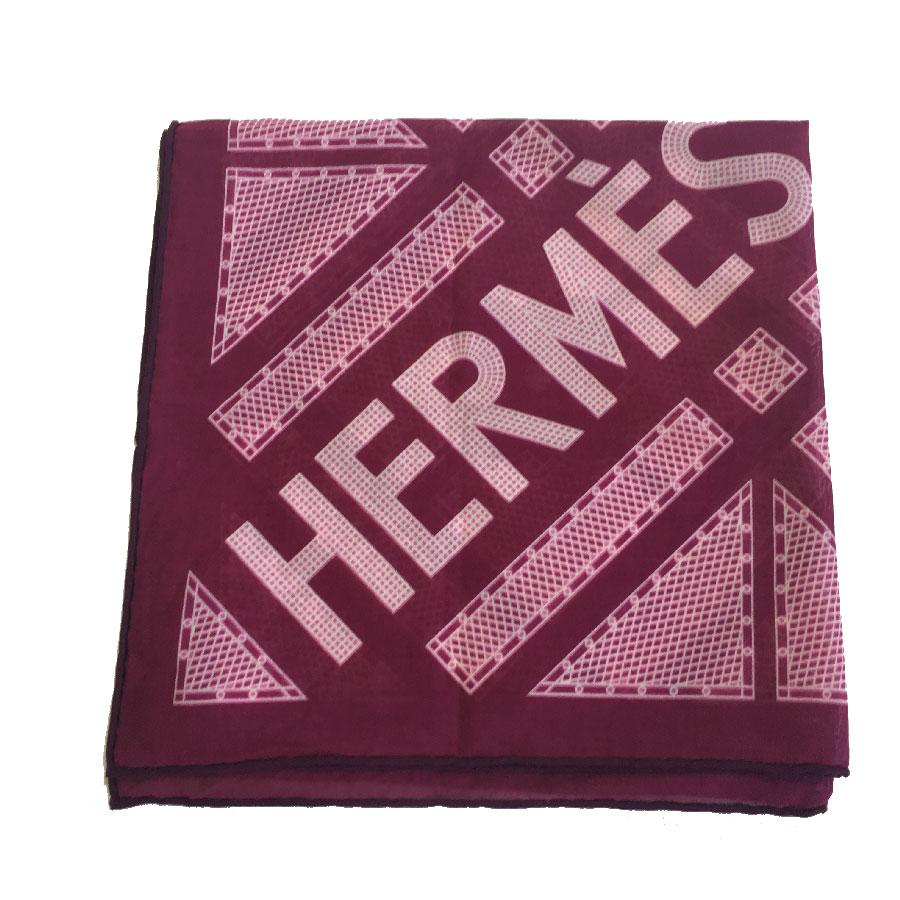 Brown HERMES Bandana in Purple Cotton