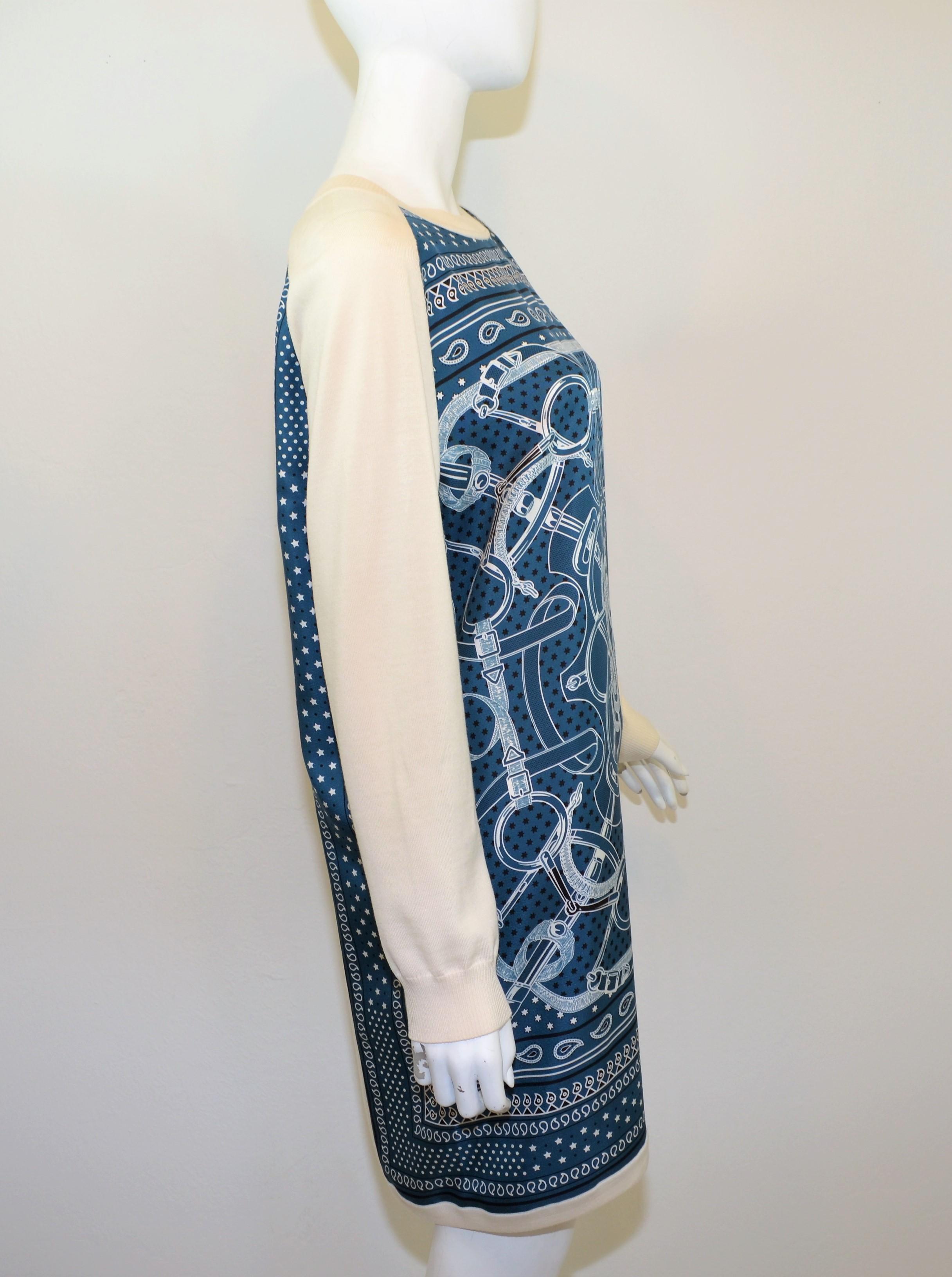 Hermes Bandana Print Silk/Knit Dress In Excellent Condition In Carmel, CA