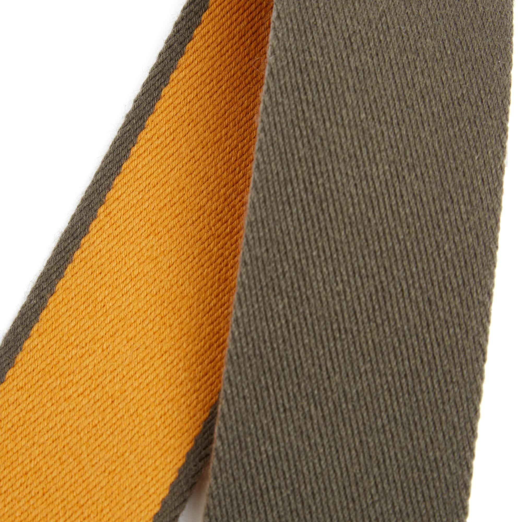Brown Hermès Bandoulière Sangle Etoupe Saffron Large Cotton Strap Silver HDW Hermes For Sale