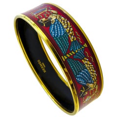 Hermes Bangle 18 Karat Gold-Plated Printed Enamel