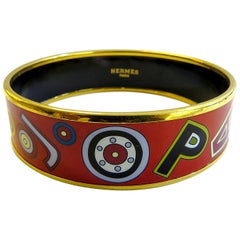 Hermes Bangle 18 Karat Gold-Plated Printed Enamel