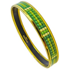 Hermes Bangle 18 Karat Gold-Plated Printed Enamel