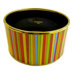 Hermes Bangle 18 Karat Gold-Plated Extra wide, Printed Enamel Multi-Color