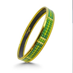 Hermes Bangle 18 Karat Gold-Plated Printed Enamel