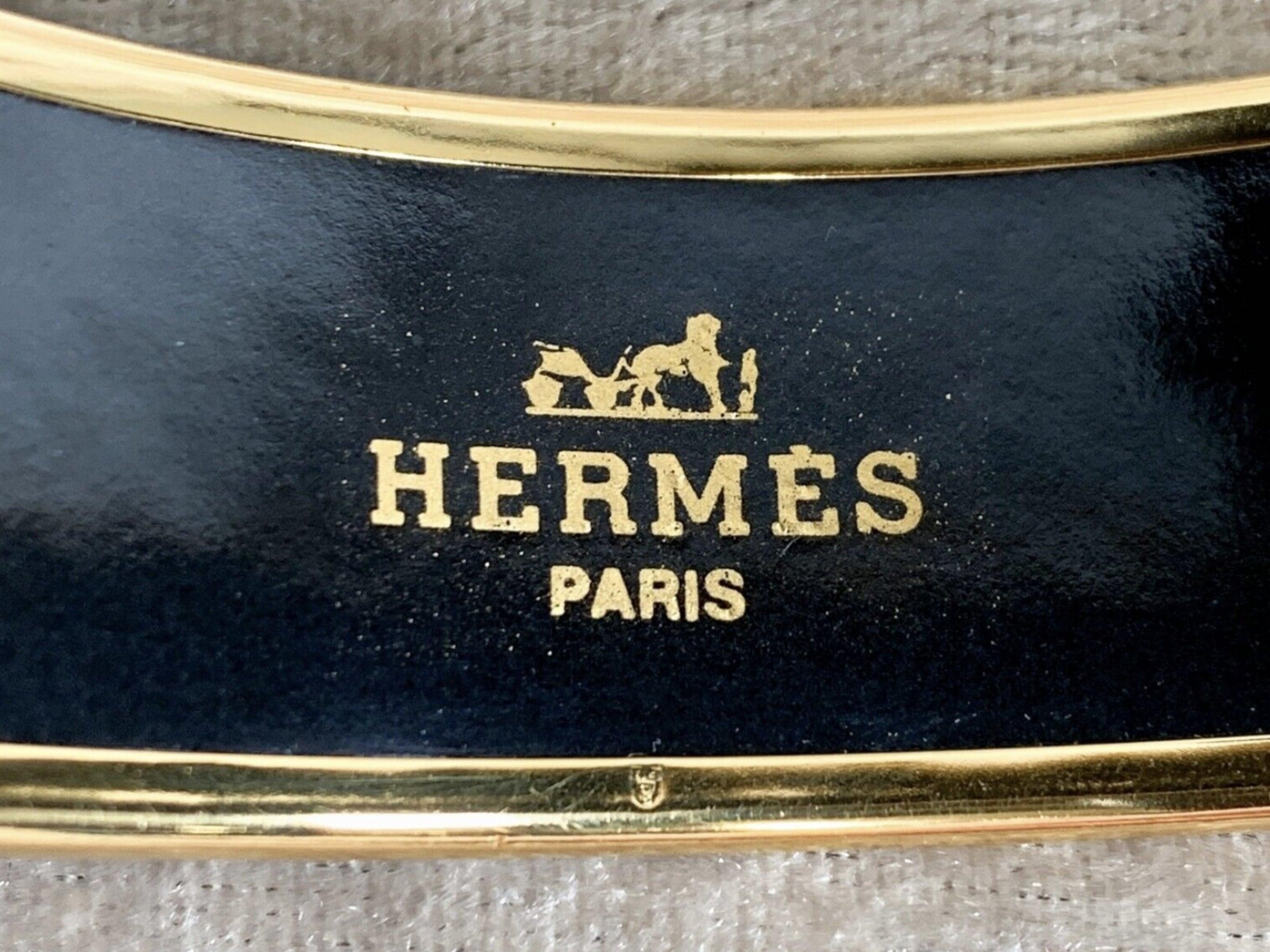 Hermes Bangle Black & Gold Enamel, Gold Plated 1