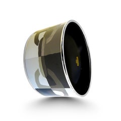 Hermes Bangle Platinum Plated Extra Wide, Printed Enamel