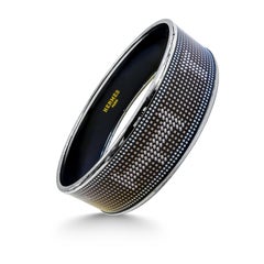 Hermes Bangle Platinum Plated Printed Enamel