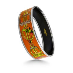 Hermes Bangle Platinum Plated Printed Enamel