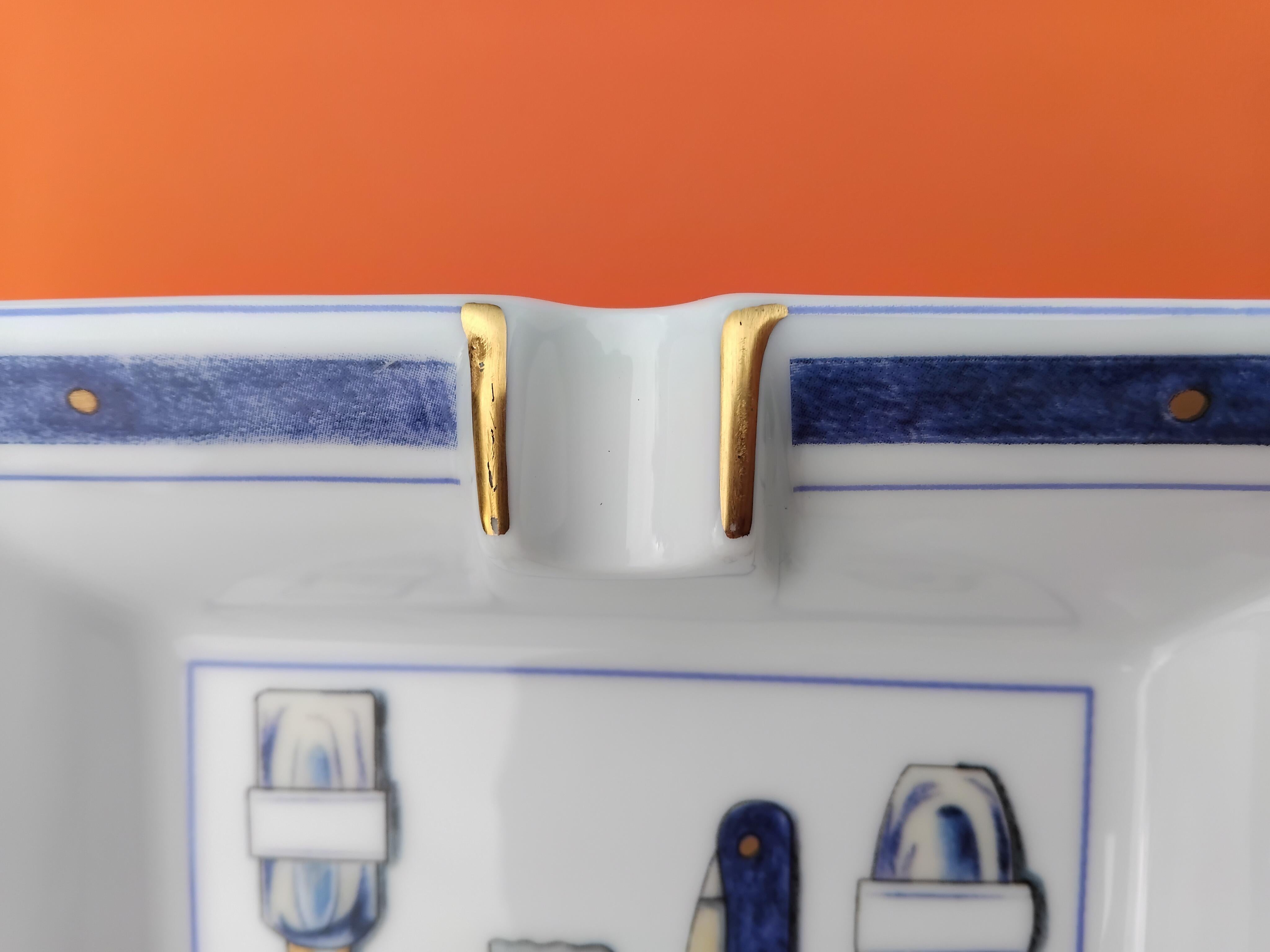 Hermès Barber Hairdresser Tools Cigar Ashtray Change Tray Porcelain Gold 1